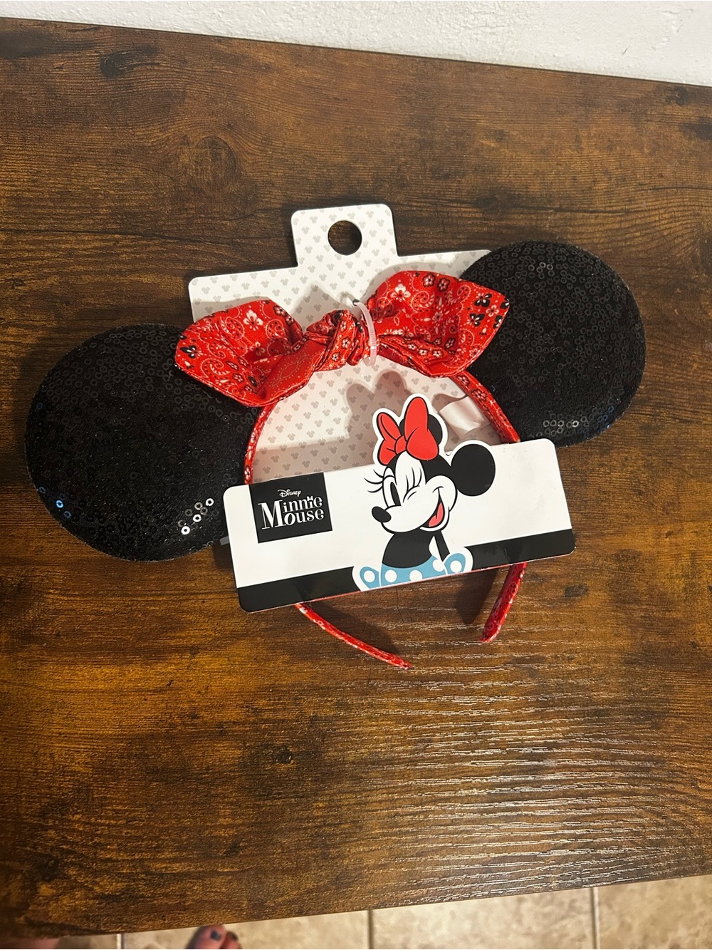 Disney Minnie Mouse Sequin Ear Headband in Black and Red